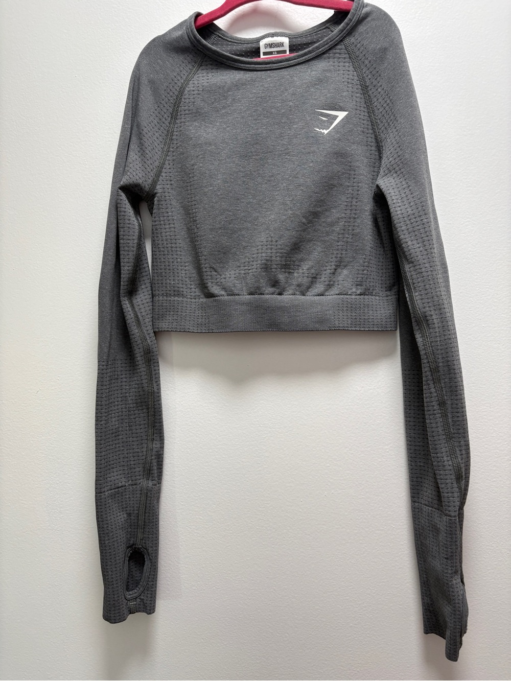 Gymshark Charcoal Gray Seamless Long-Sleeve Crop Top